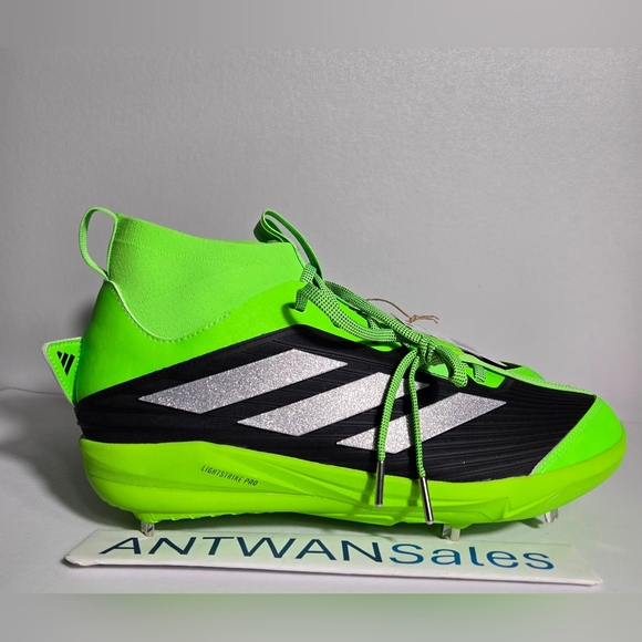 Men’s 12 Adidas Adizero Edge + METAL Solar Green/Black Baseball Cleats JS4119